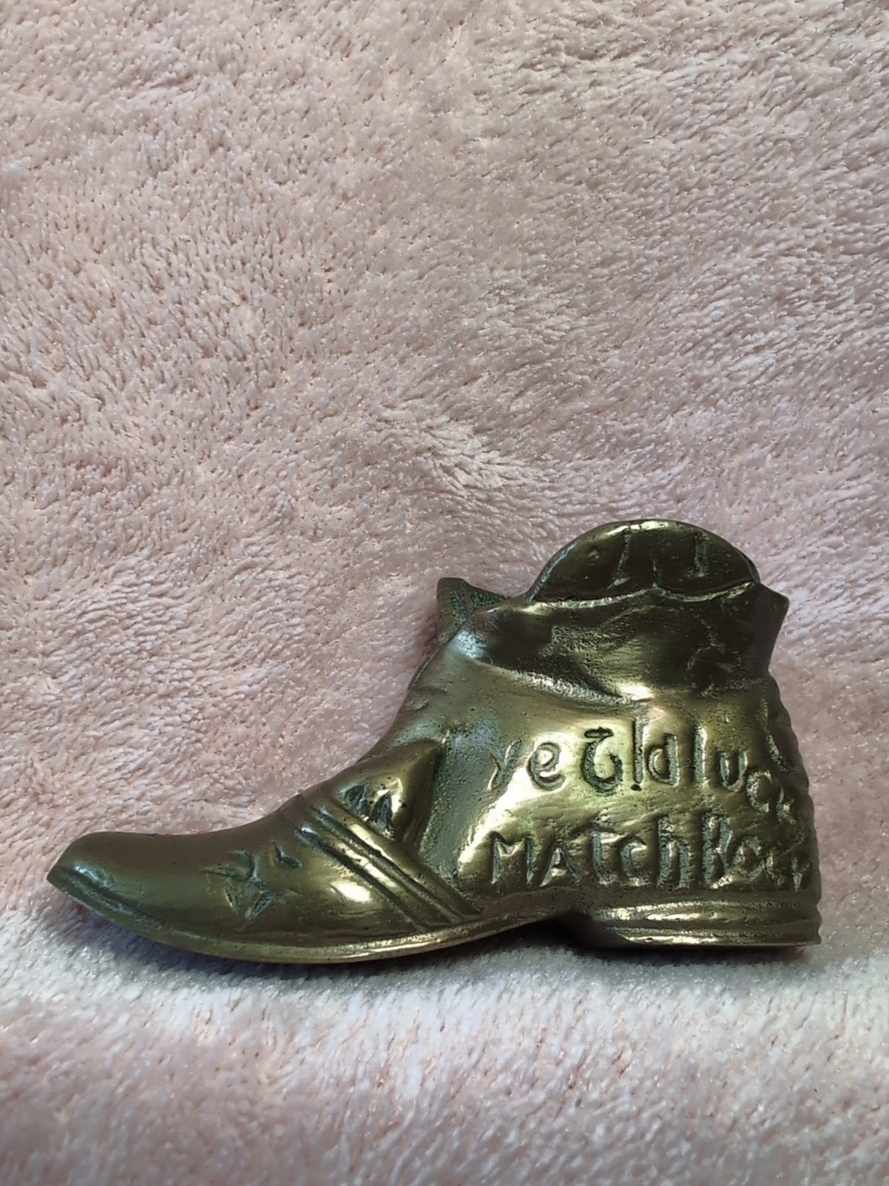 Bronze Lucky Boot Figurine "Ye Old Lucky Matchbox"